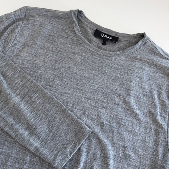 Quince Merino Wool Long Sleeve Base Layer Tee Gray Women's Large basic staple - Picture 1 of 5